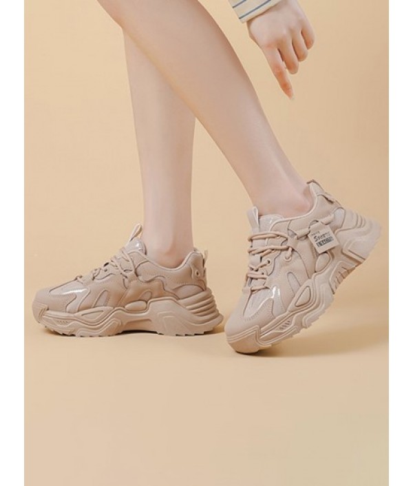 Solid Color Mesh Panel Chunky Sneakers