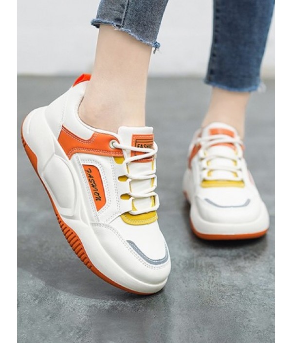 Letter Colorblock Lace Up Front Skate Shoes