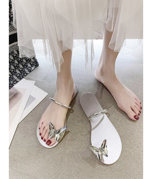 Butterfly Toe Ring Flat Slides Sandals