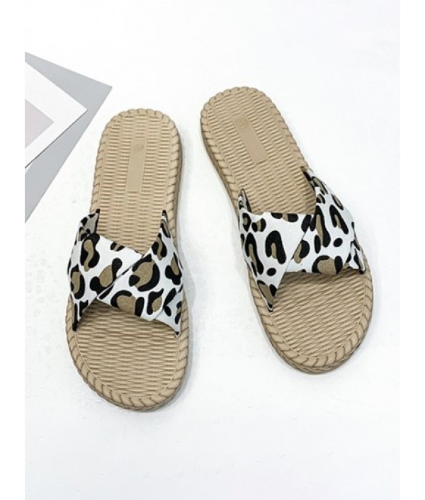 Zebra-stripe Print Cross Strap Flat Espadrilles Sandals