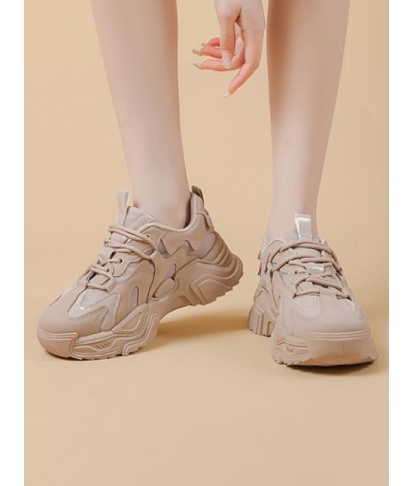 Solid Color Mesh Panel Chunky Sneakers