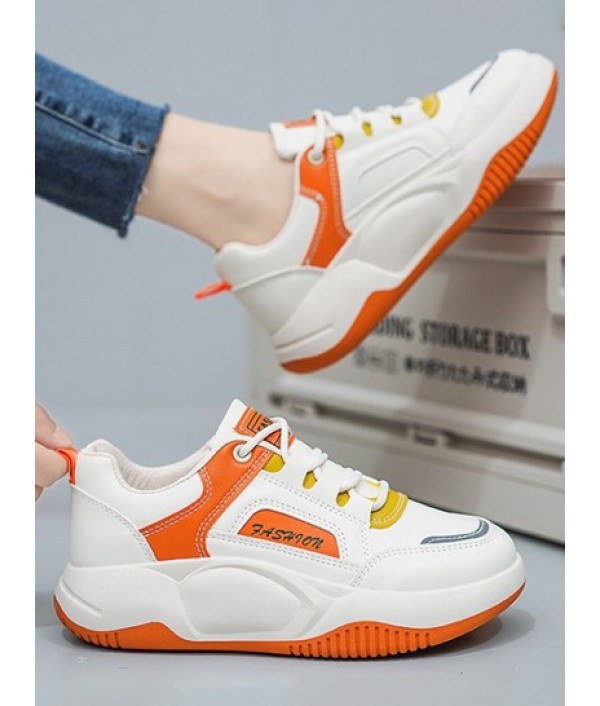 Letter Colorblock Lace Up Front Skate Shoes