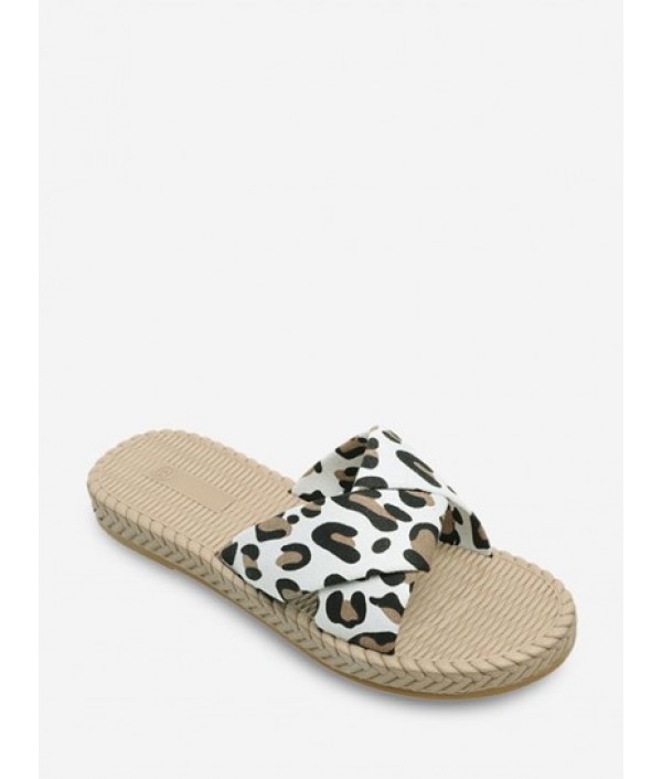 Zebra-stripe Print Cross Strap Flat Espadrilles Sandals