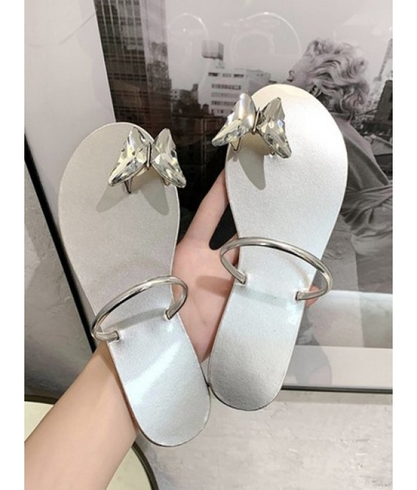 Butterfly Toe Ring Flat Slides Sandals